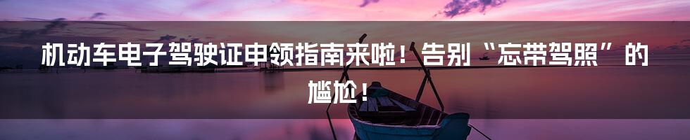 机动车电子驾驶证申领指南来啦!告别“忘带驾照”的尴尬!