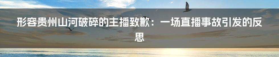 形容贵州山河破碎的主播致歉：一场直播事故引发的反思