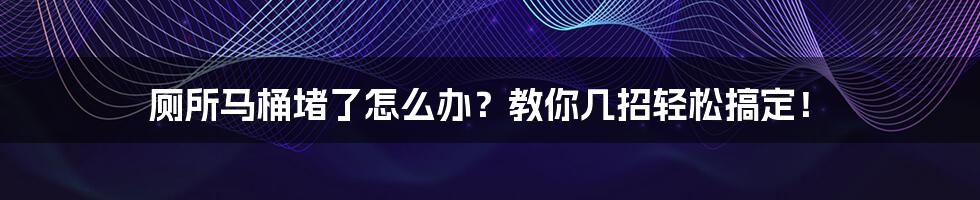 厕所马桶堵了怎么办?教你几招轻松搞定!