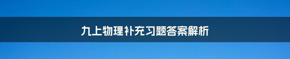 九上物理补充习题答案解析