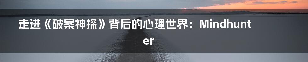 走进《破案神探》背后的心理世界:Mindhunter