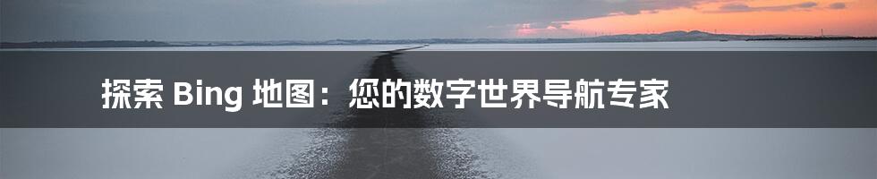 探索 Bing 地图:您的数字世界导航专家