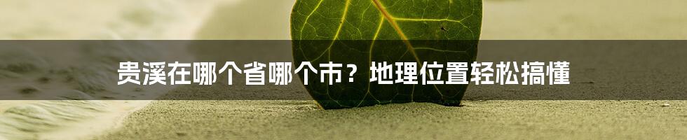 贵溪在哪个省哪个市?地理位置轻松搞懂
