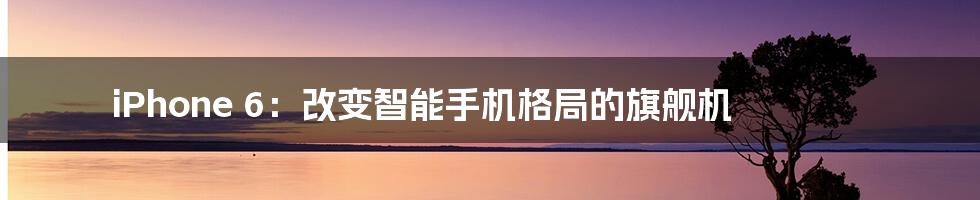 iPhone 6:改变智能手机格局的旗舰机