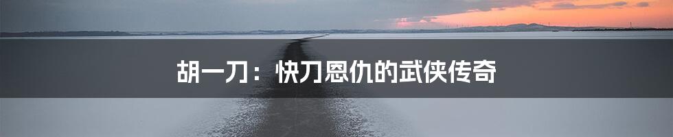 胡一刀:快刀恩仇的武侠传奇