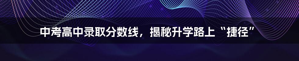 中考高中录取分数线,揭秘升学路上“捷径”