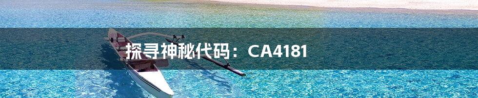 探寻神秘代码:CA4181