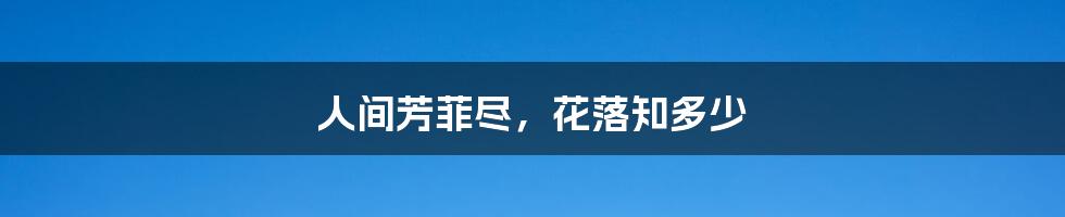 人间芳菲尽,花落知多少