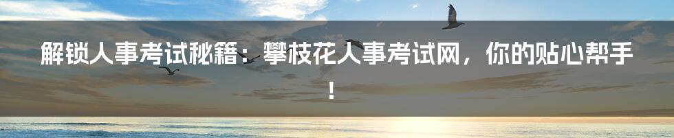 解锁人事考试秘籍:攀枝花人事考试网,你的贴心帮手!
