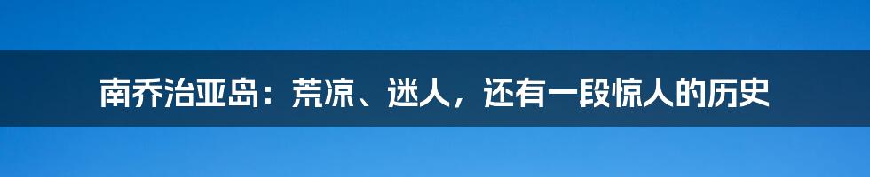 南乔治亚岛:荒凉、迷人,还有一段惊人的历史