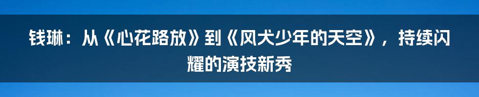 钱琳:从《心花路放》到《风犬少年的天空》,持续闪耀的演技新秀
