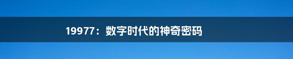 19977:数字时代的神奇密码