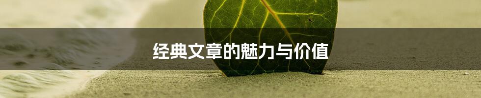 经典文章的魅力与价值