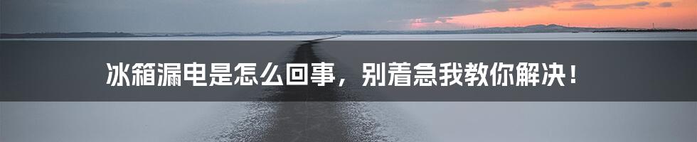 冰箱漏电是怎么回事，别着急我教你解决！