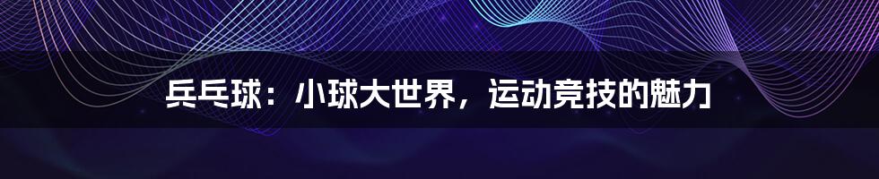 兵乓球：小球大世界，运动竞技的魅力