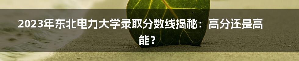 2023年东北电力大学录取分数线揭秘：高分还是高能？
