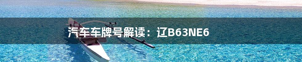 汽车车牌号解读:辽B63NE6