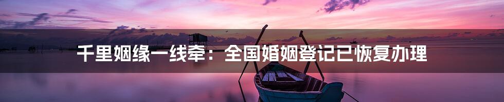 千里姻缘一线牵:全国婚姻登记已恢复办理