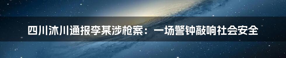 四川沐川通报李某涉枪案:一场警钟敲响社会安全