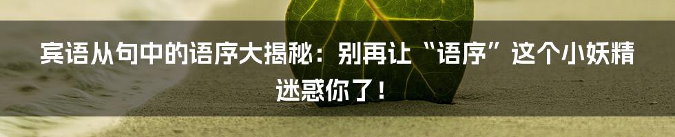 宾语从句中的语序大揭秘:别再让“语序”这个小妖精迷惑你了!