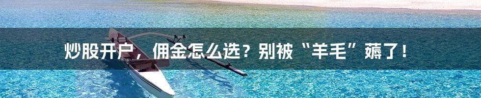 炒股开户,佣金怎么选?别被“羊毛”薅了!
