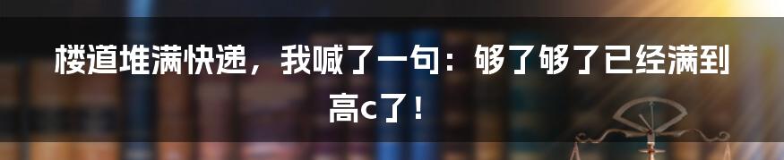 楼道堆满快递，我喊了一句：够了够了已经满到高c了！