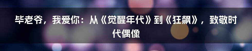 毕老爷,我爱你:从《觉醒年代》到《狂飙》,致敬时代偶像