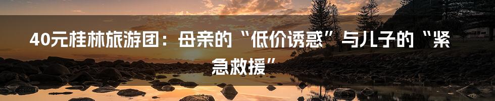 40元桂林旅游团：母亲的“低价诱惑”与儿子的“紧急救援”