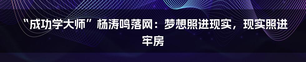 “成功学大师”杨涛鸣落网：梦想照进现实，现实照进牢房