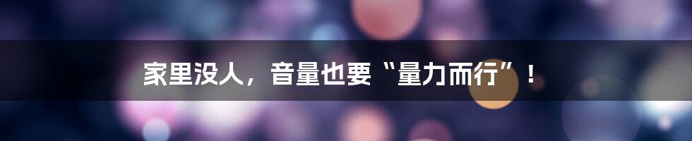 家里没人,音量也要“量力而行”!