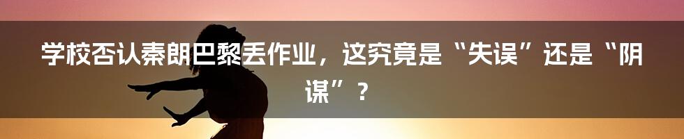 学校否认秦朗巴黎丢作业,这究竟是“失误”还是“阴谋”?
