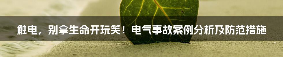 触电,别拿生命开玩笑!电气事故案例分析及防范措施