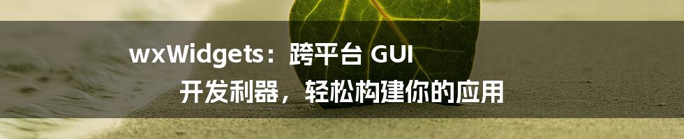 wxWidgets：跨平台 GUI 开发利器，轻松构建你的应用