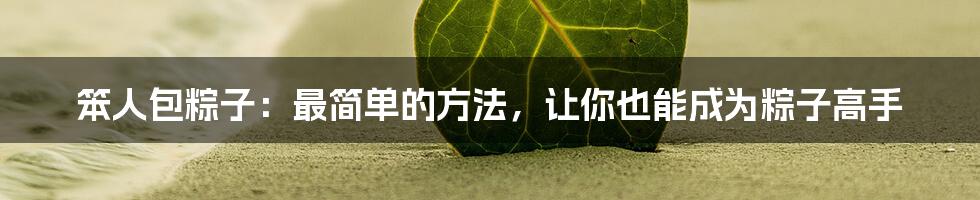 笨人包粽子:最简单的方法,让你也能成为粽子高手