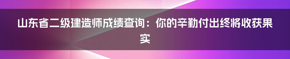 山东省二级建造师成绩查询:你的辛勤付出终将收获果实