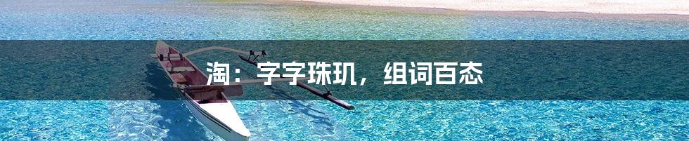 淘:字字珠玑,组词百态