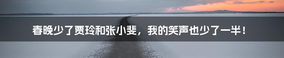 春晚少了贾玲和张小斐,我的笑声也少了一半!