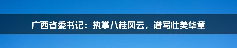 广西省委书记:执掌八桂风云,谱写壮美华章