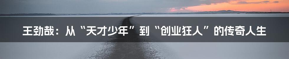 王劲哉:从“天才少年”到“创业狂人”的传奇人生