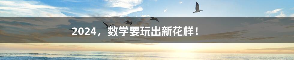 2024,数学要玩出新花样!