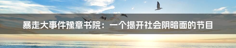 暴走大事件豫章书院：一个揭开社会阴暗面的节目