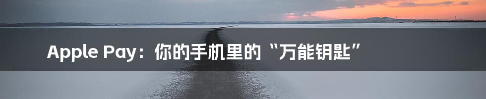 Apple Pay:你的手机里的“万能钥匙”