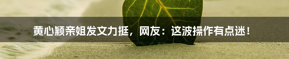 黄心颖亲姐发文力挺,网友:这波操作有点迷!