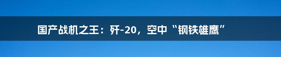 国产战机之王:歼-20,空中“钢铁雄鹰”