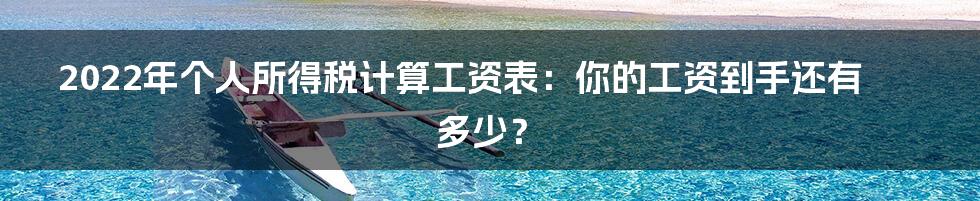 2022年个人所得税计算工资表：你的工资到手还有多少？