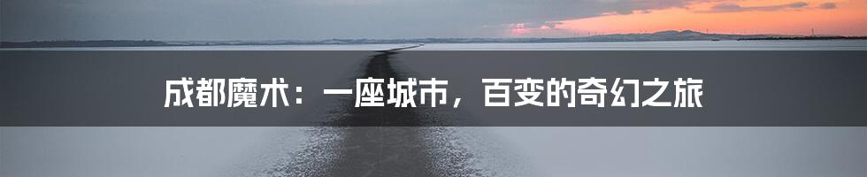 成都魔术：一座城市，百变的奇幻之旅