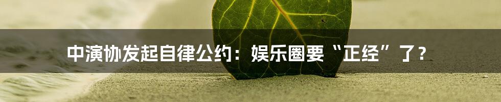 中演协发起自律公约:娱乐圈要“正经”了?