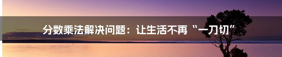 分数乘法解决问题:让生活不再“一刀切”