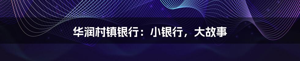 华润村镇银行:小银行,大故事