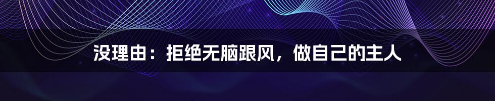 没理由:拒绝无脑跟风,做自己的主人